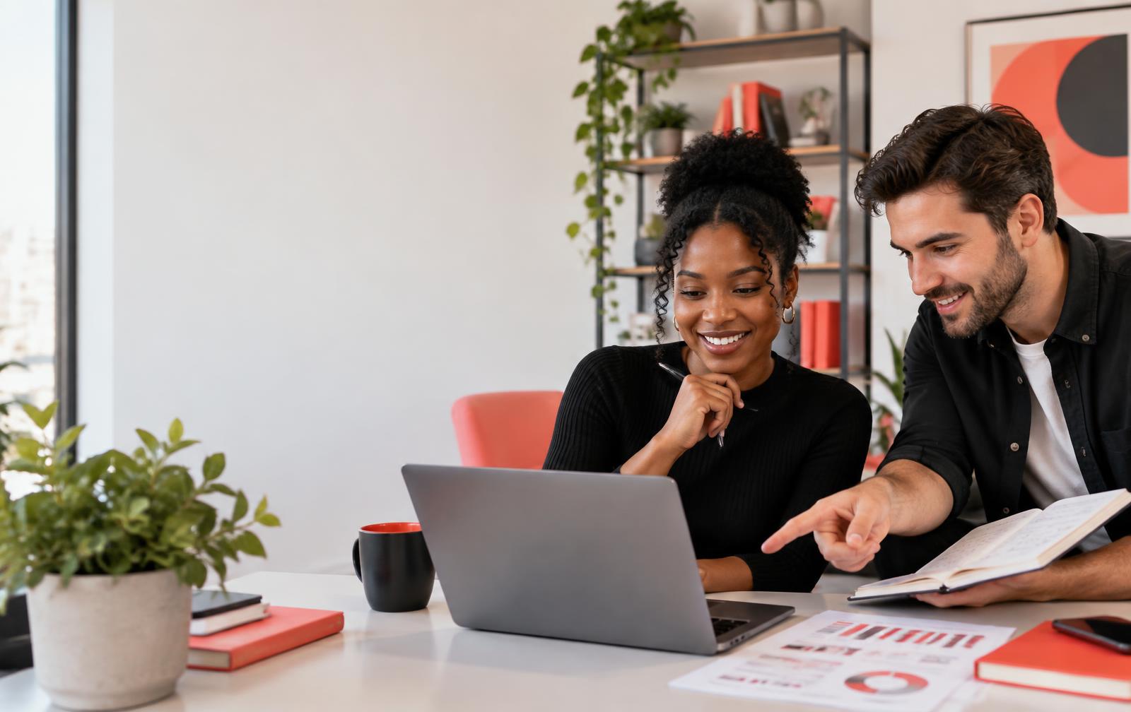 Entrepreneurs learning digital business strategy together